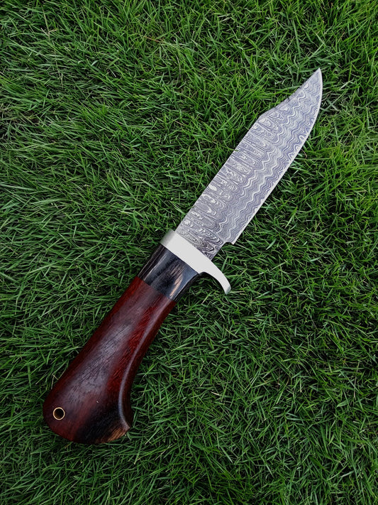 Handmade Damascus Steel Skinner Fixed Blade Knife EDC Wood Handle