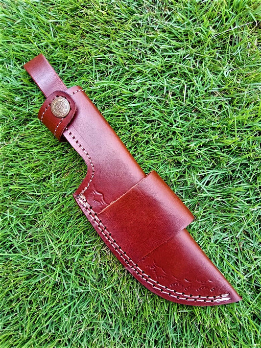 Handmade Cowhide Leather Fixed Blade Knife Belt Carry Sheath