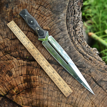 Classic Fixed High Polished Carbon Steel Blade Dagger Knife Micarta Handle
