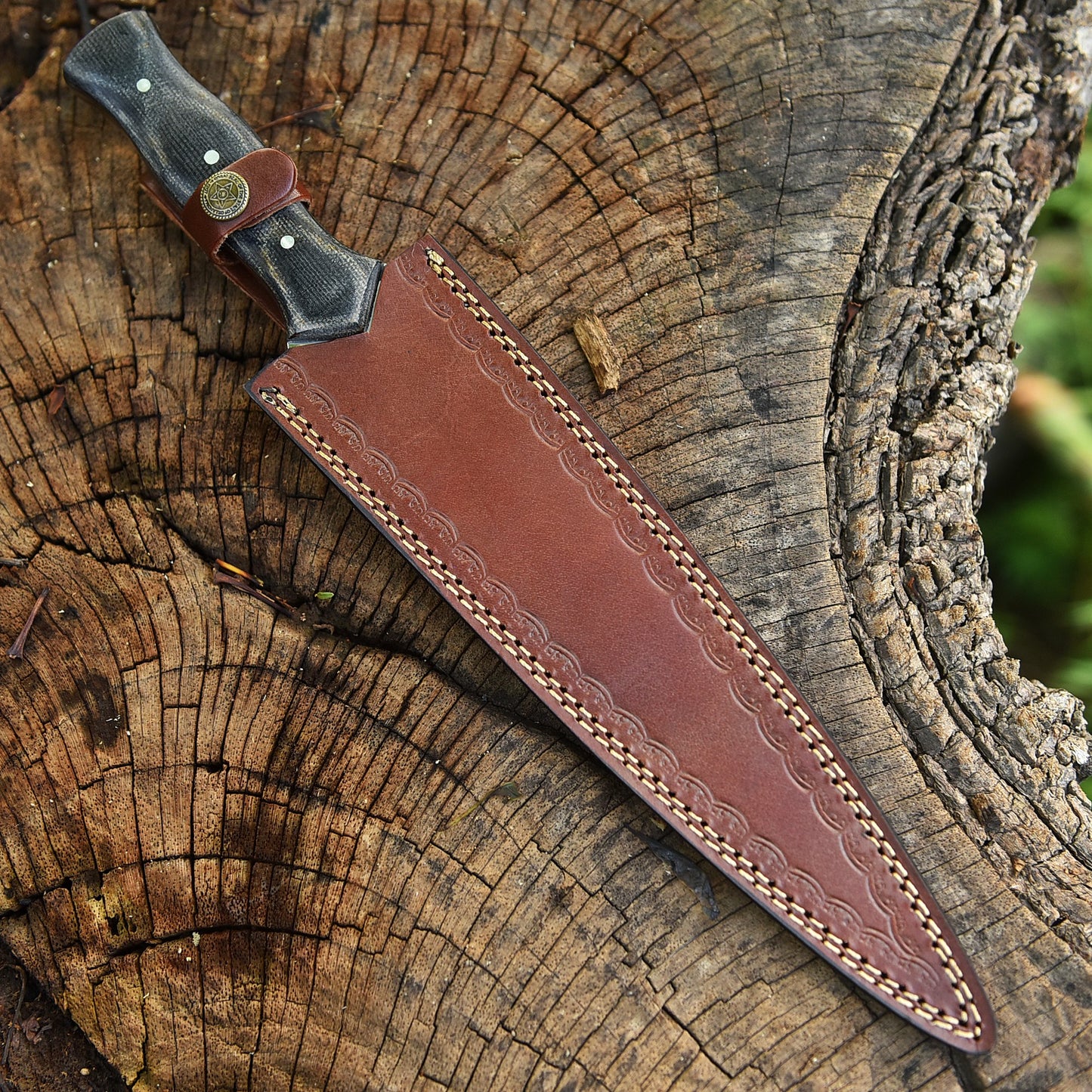 Classic Fixed High Polished Carbon Steel Blade Dagger Knife Micarta Handle