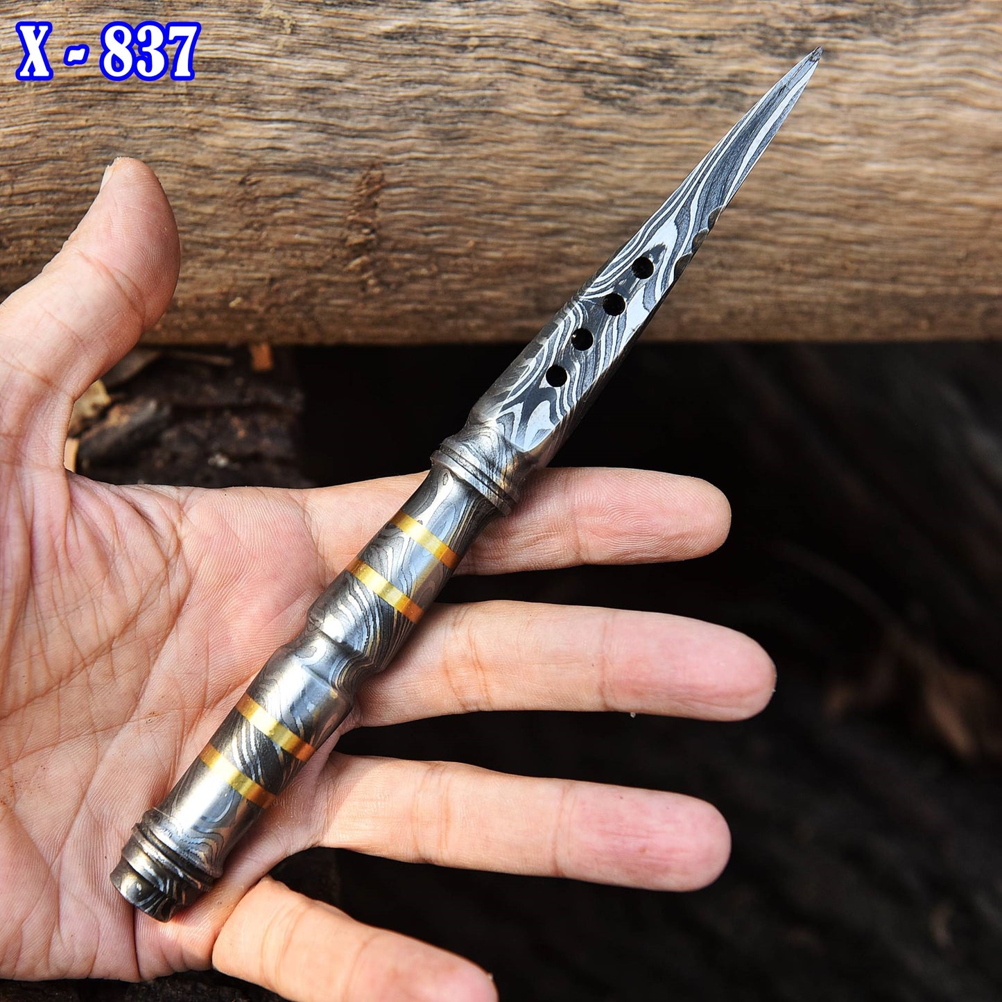 Custom Handmade Damascus Steel Full Tang Dagger Knife With Sheath