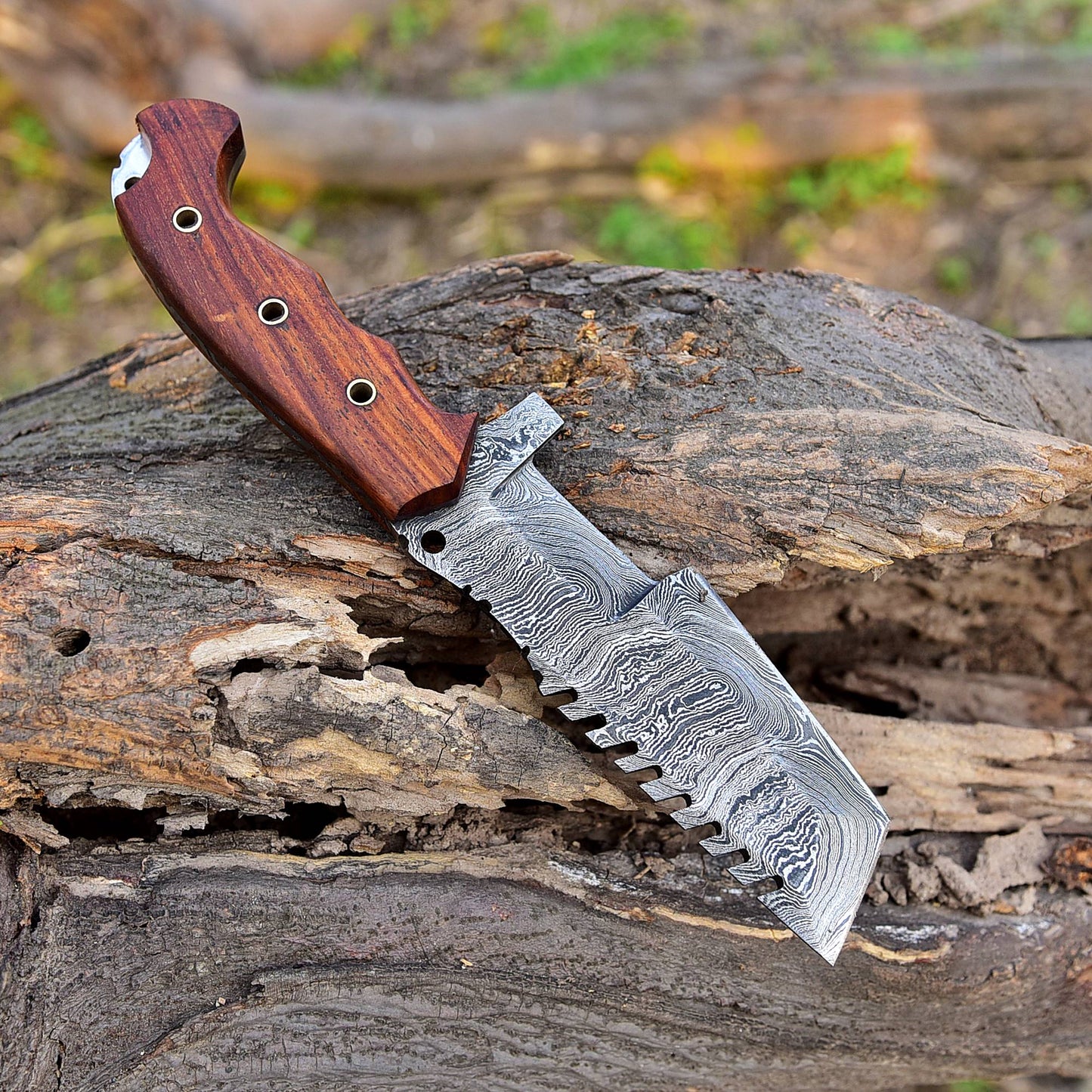 Tom Tracker Knife Forged Damascus Fixed Blade Hunting Skinning Knife Bull Cutter with Vertical Sheath