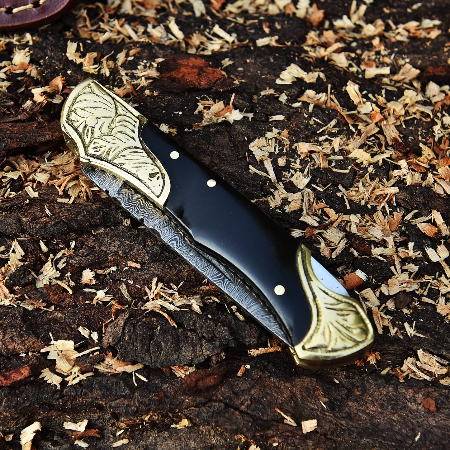 Handmade Damascus Steel Camping Hiking EDC Pocket Knife With Sheath