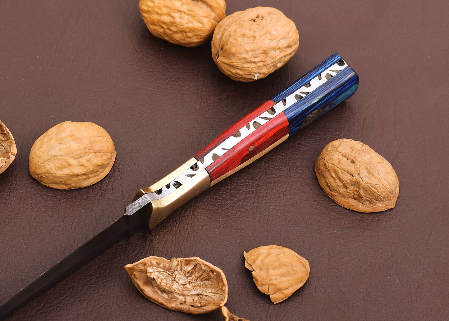 Handmade Damascus Steel Double - Edged Blade Dagger Boot Knife Ideal Throwing with Texas Flag Handle