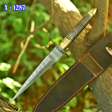 Professional Handmade Damascus Steel Double Edge Dagger Knife EDC