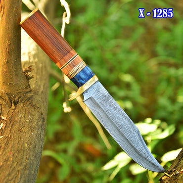 12" Handmade Forged Damascus Steel Hunting Survival Knife EDC