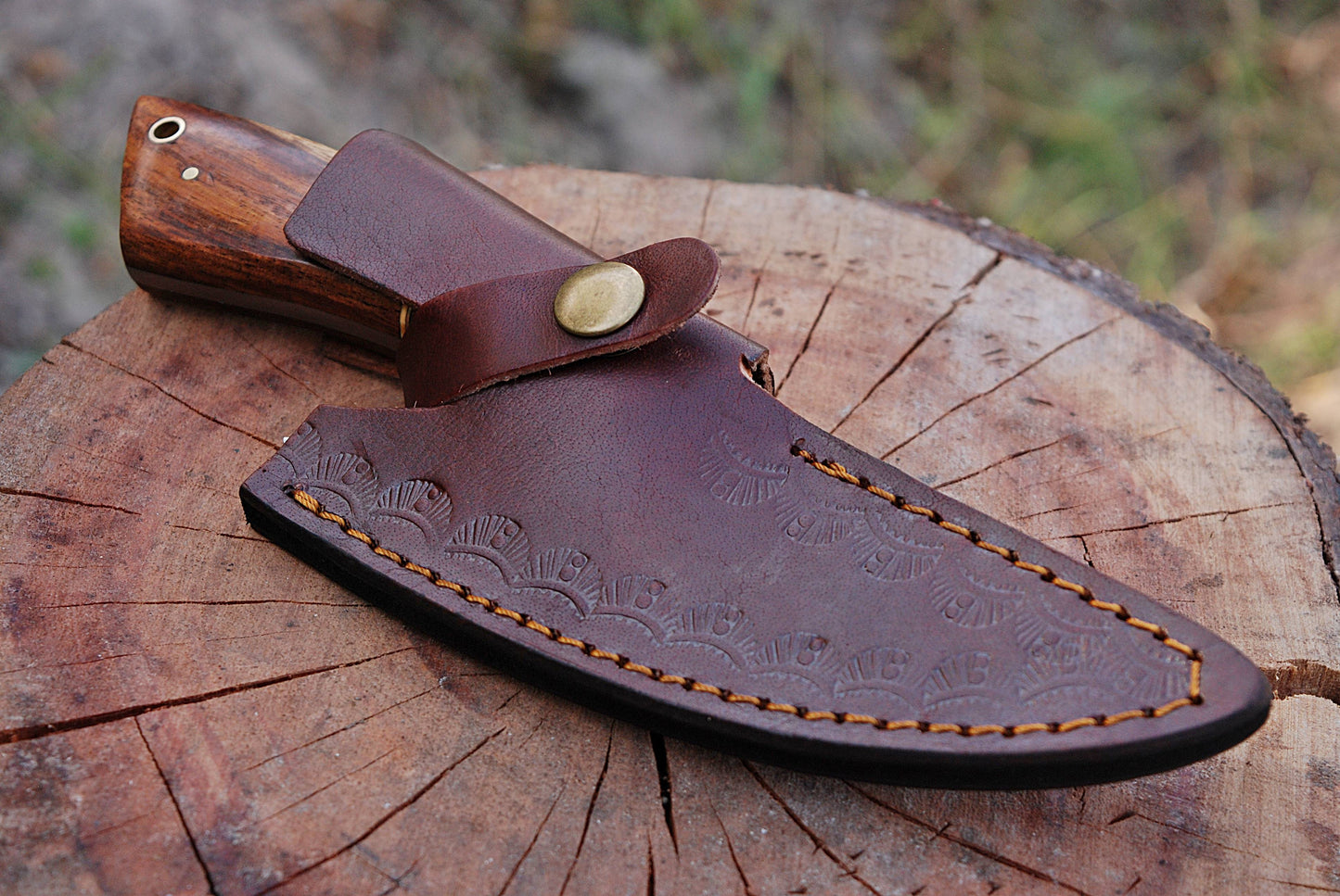 Handmade Damascus Steel Chef Ulu Knife Pizza Cutter Alaskan Knives with Sheath x-146