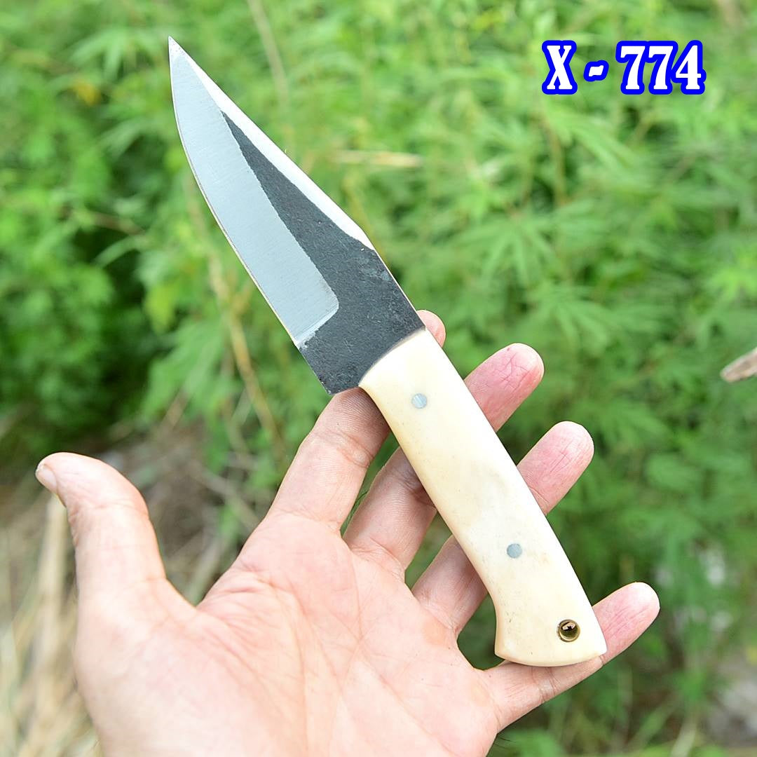 Handmade Carbon Steel Skinner Knife - Camel Bone Handle - 9" Full Tang Knife