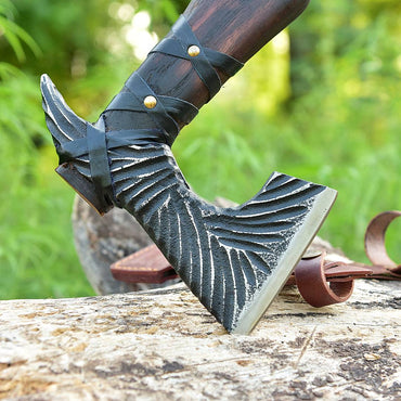 Handmade High Carbon Steel Tomahawk Axe Integral Viking Collectible Handle Leather Wrap