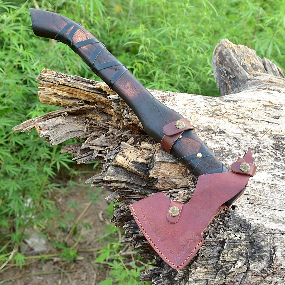 Handmade High Carbon Steel Tomahawk Axe Integral Viking Collectible Handle Leather Wrap