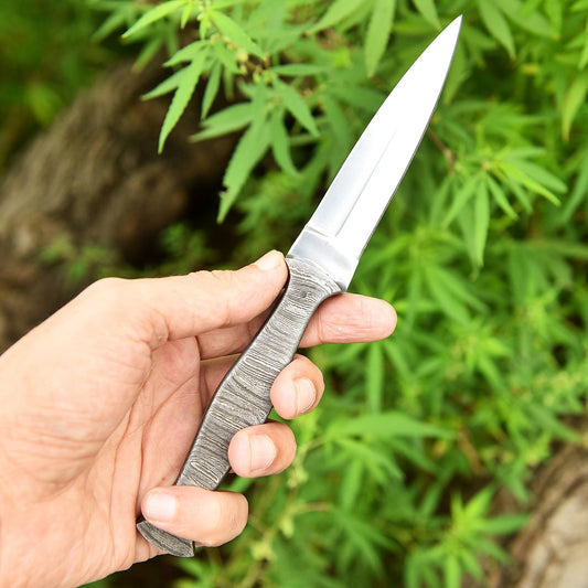 Handmade Carbon 1095 Steel Double Edge Blade Dagger Damascus Handle