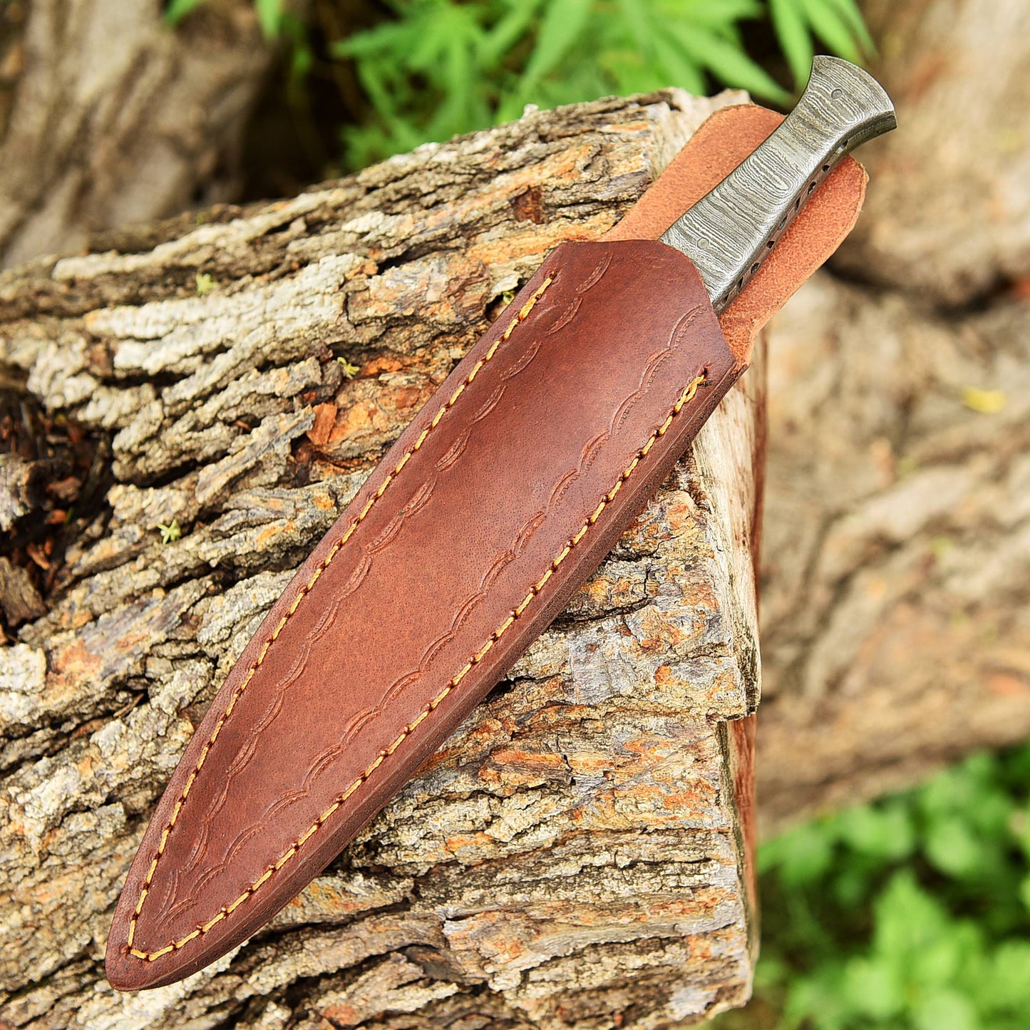 Handmade Carbon 1095 Steel Double Edge Blade Dagger Damascus Handle