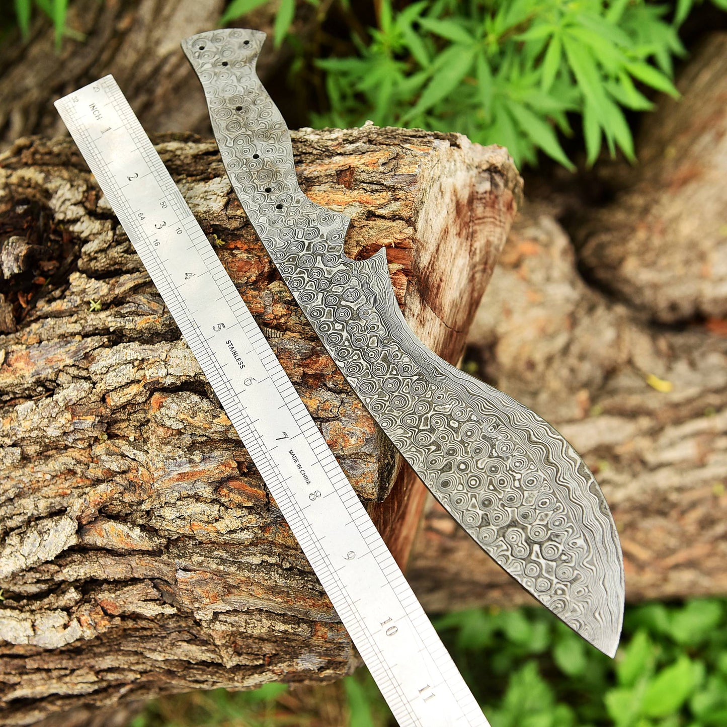 Handmade Damascus Steel Hunting Camping Kukri Full Tang Knife Blank Blade