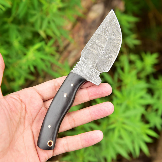 Custom Hand Forged Damascus Steel Fixed Blade Camping Skinner Knife