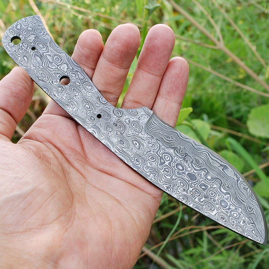 Handmade Damascus Steel Rain Pattern Kukri Blade Knife Blank Blade
