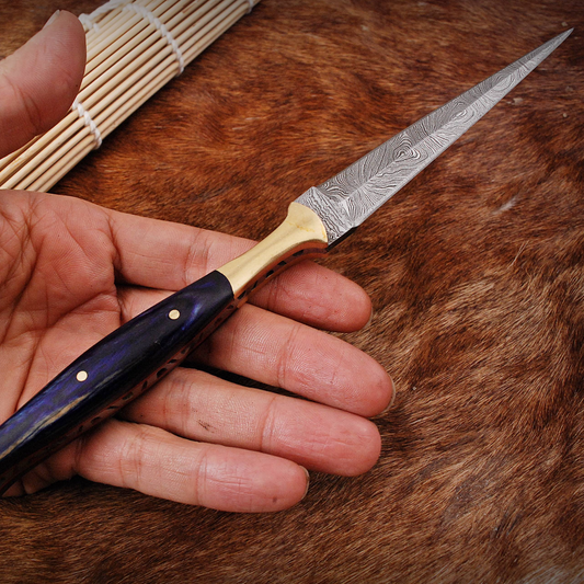 Custom Handmade Damascus Steel Dagger Knife " Full Tang Slim Toothpick Knives