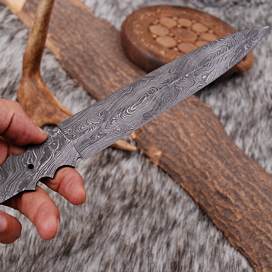 Custom Handmade Damascus Steel Dagger Knife Full Tang Blank Blade