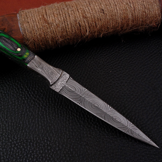 Full Tang Damascus Knife Ideal Dagger Boot Knives with Leather Sheath x-271