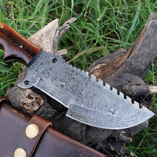 Hand-Forged Damascus Steel Tracker Knife - Premium Quality for Hunting & Camping X-237