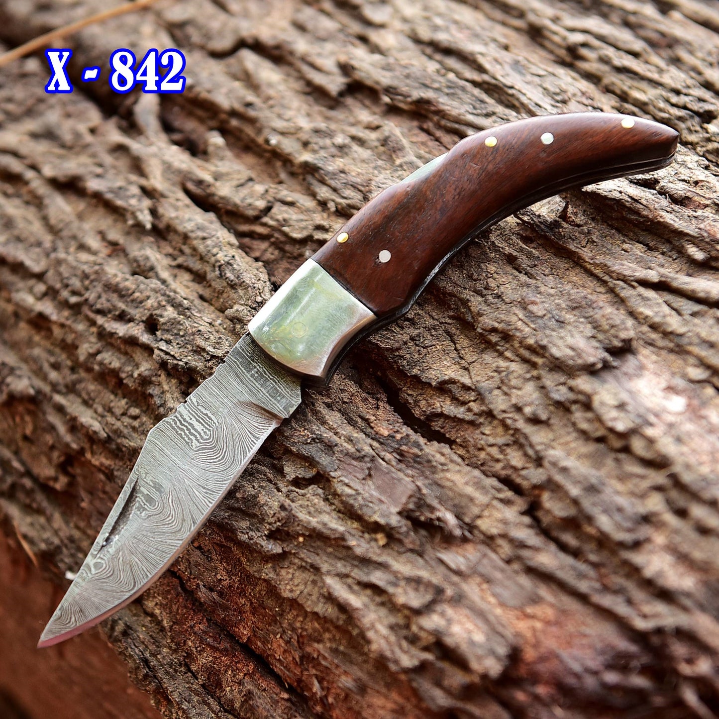 Damascus Folding Blade Knife - 7" Handmade Gift Knife - Tactical Pocket Knife
