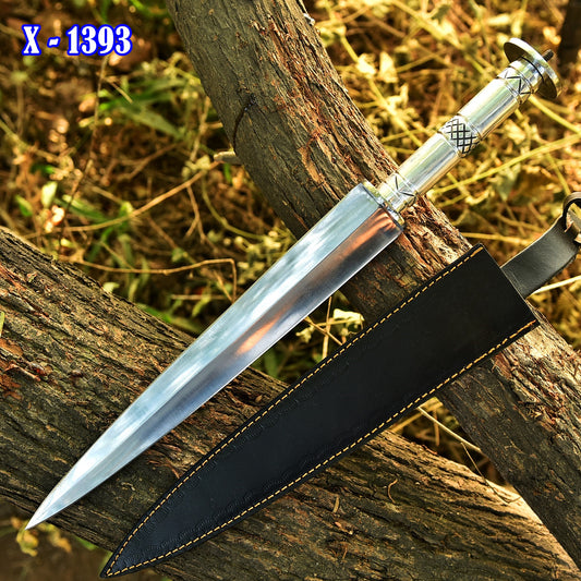 Custom Handmade Carbon Steel Dagger Knife 18" Full Tang Fixed Blade