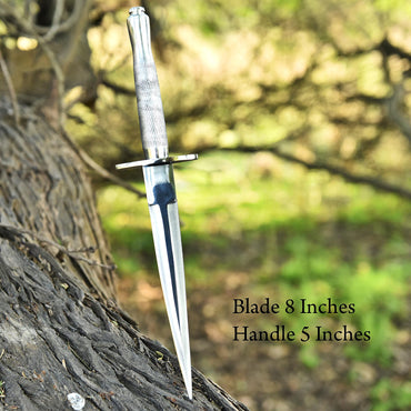 Handmade D2 Carbon Steel Double Edge Fixed Blade Dagger Knife Steel Handle