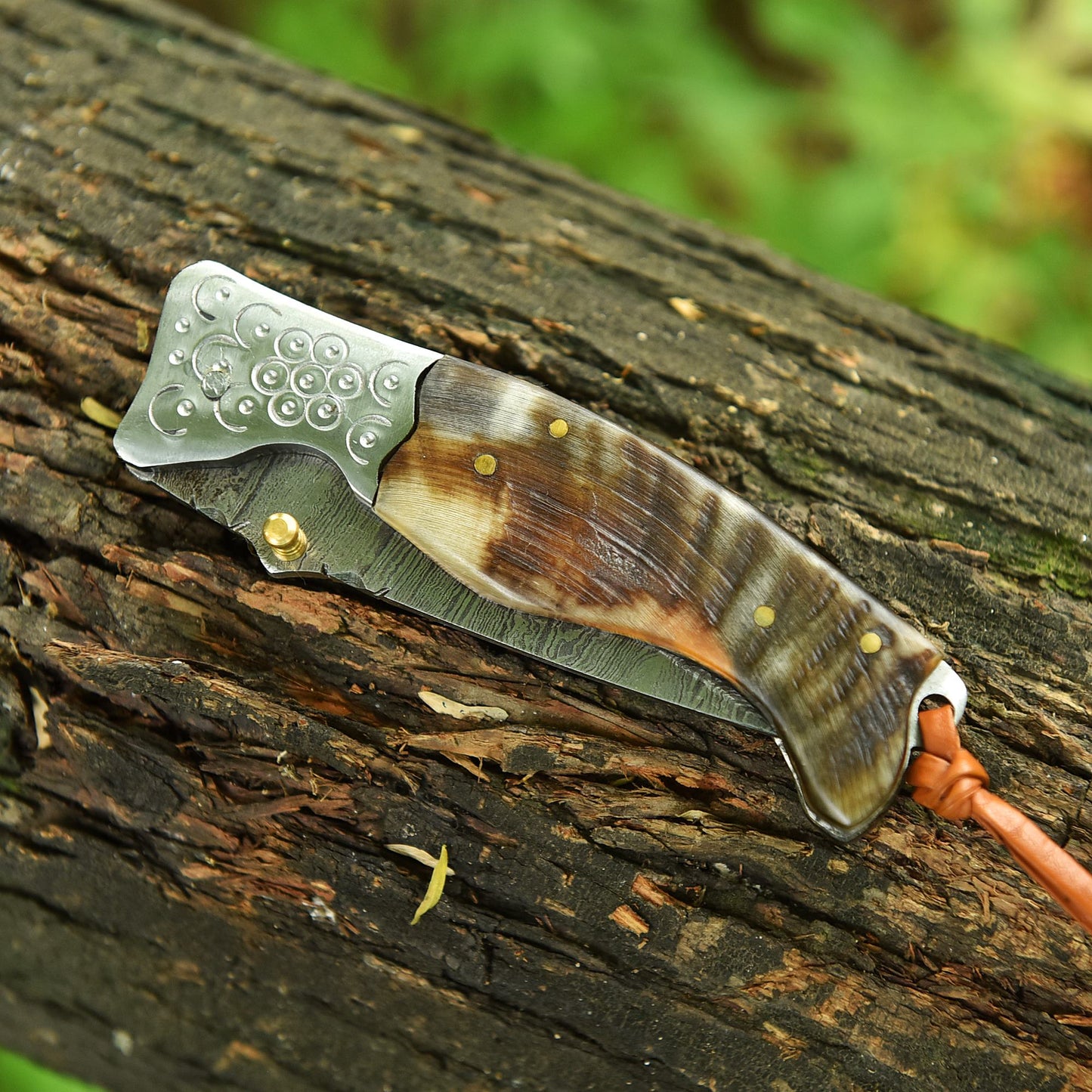 Collector’s Handmade Folding Pocket Knife Ram Horn Handle With Sheath