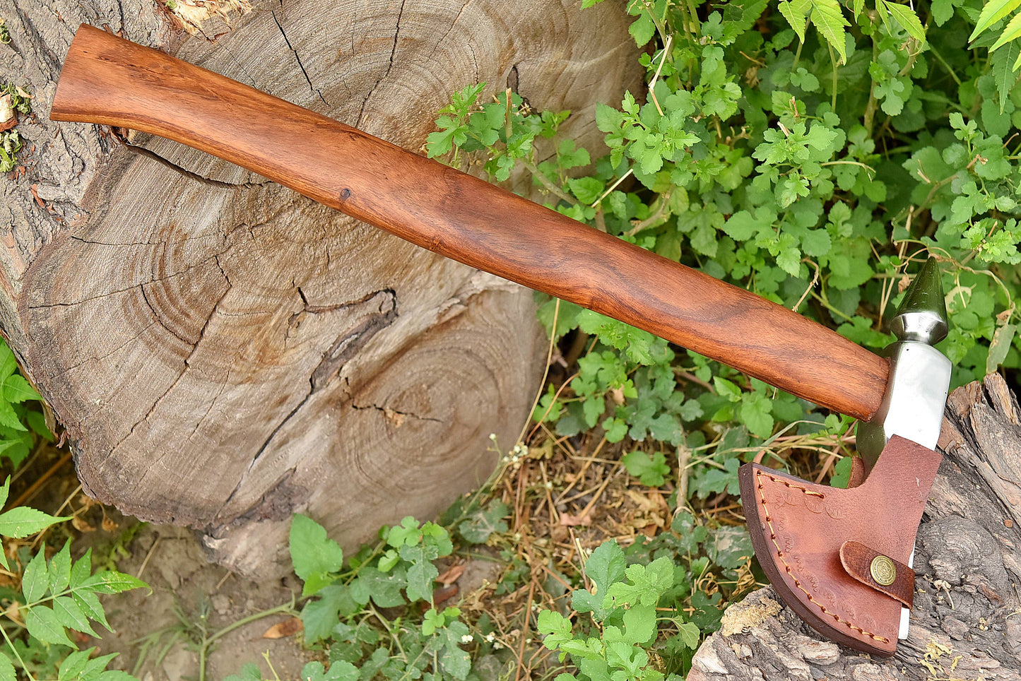 Vikings Spike Head Axe Forged Carbon Steel Axe with Rose Wood Shaft - Viking Axe x-178