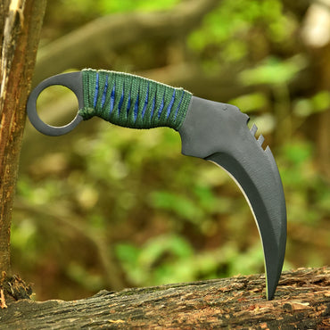 Hand Finished Tactical Carbon Steel Curved Blade Karambit Knife With Sheath