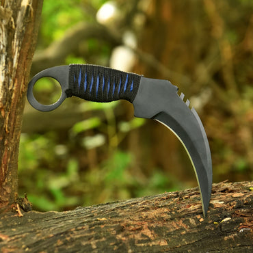 Handmade Elite Carbon Steel Curved Blade Karambit Knife Ring Handle EDC