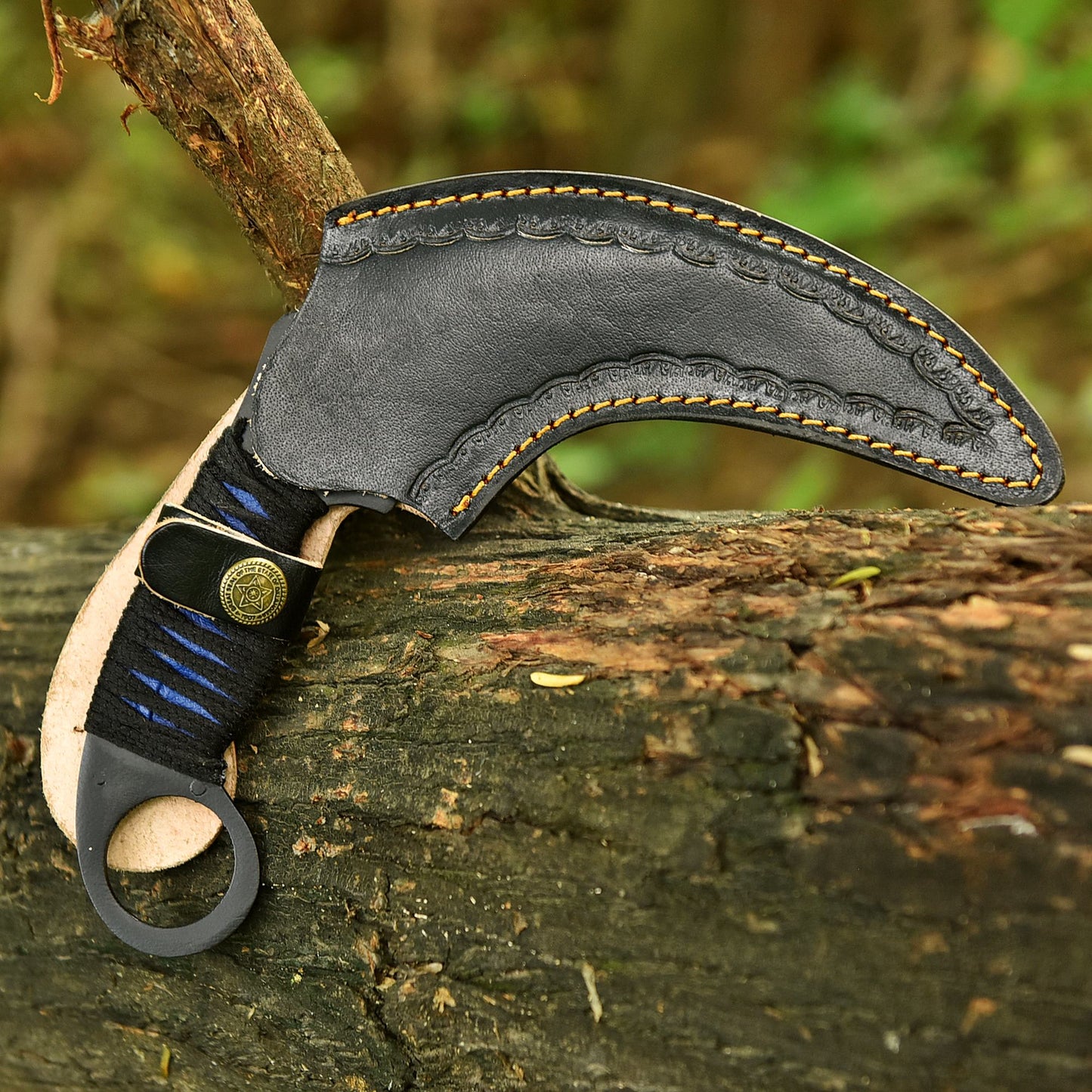 Handmade Elite Carbon Steel Curved Blade Karambit Knife Ring Handle EDC