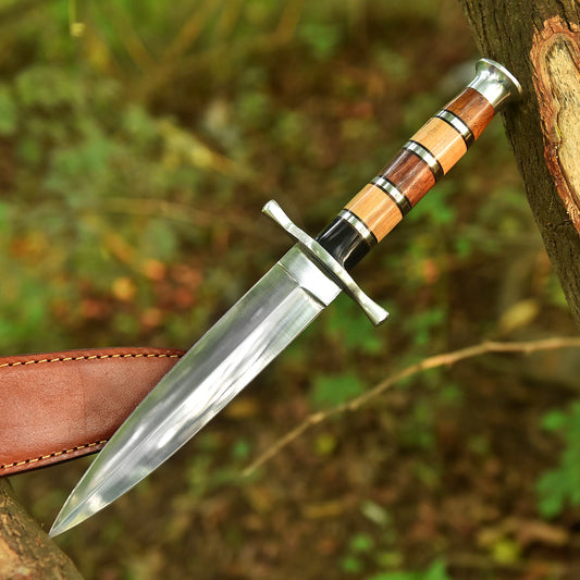 Hand Forged Carbon Steel Hunting Dagger Knife Wood Resin Steel Handle