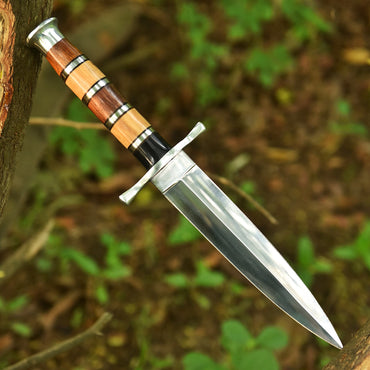 Hand Forged Carbon Steel Hunting Dagger Knife Wood Resin Steel Handle
