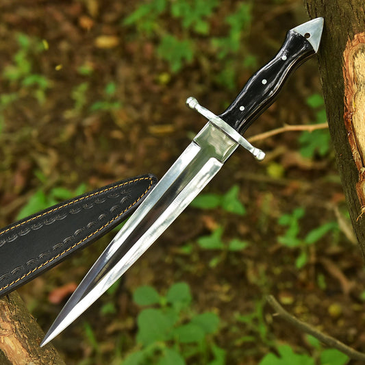 Camping Handcrafted Double Edge High Polish Carbon Steel Blade Dagger Knife