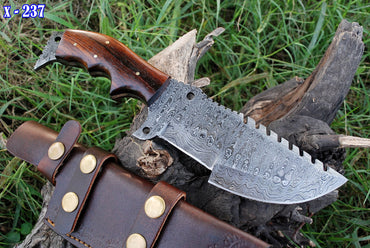 Hand-Forged Damascus Steel Tracker Knife - Premium Quality for Hunting & Camping X-237