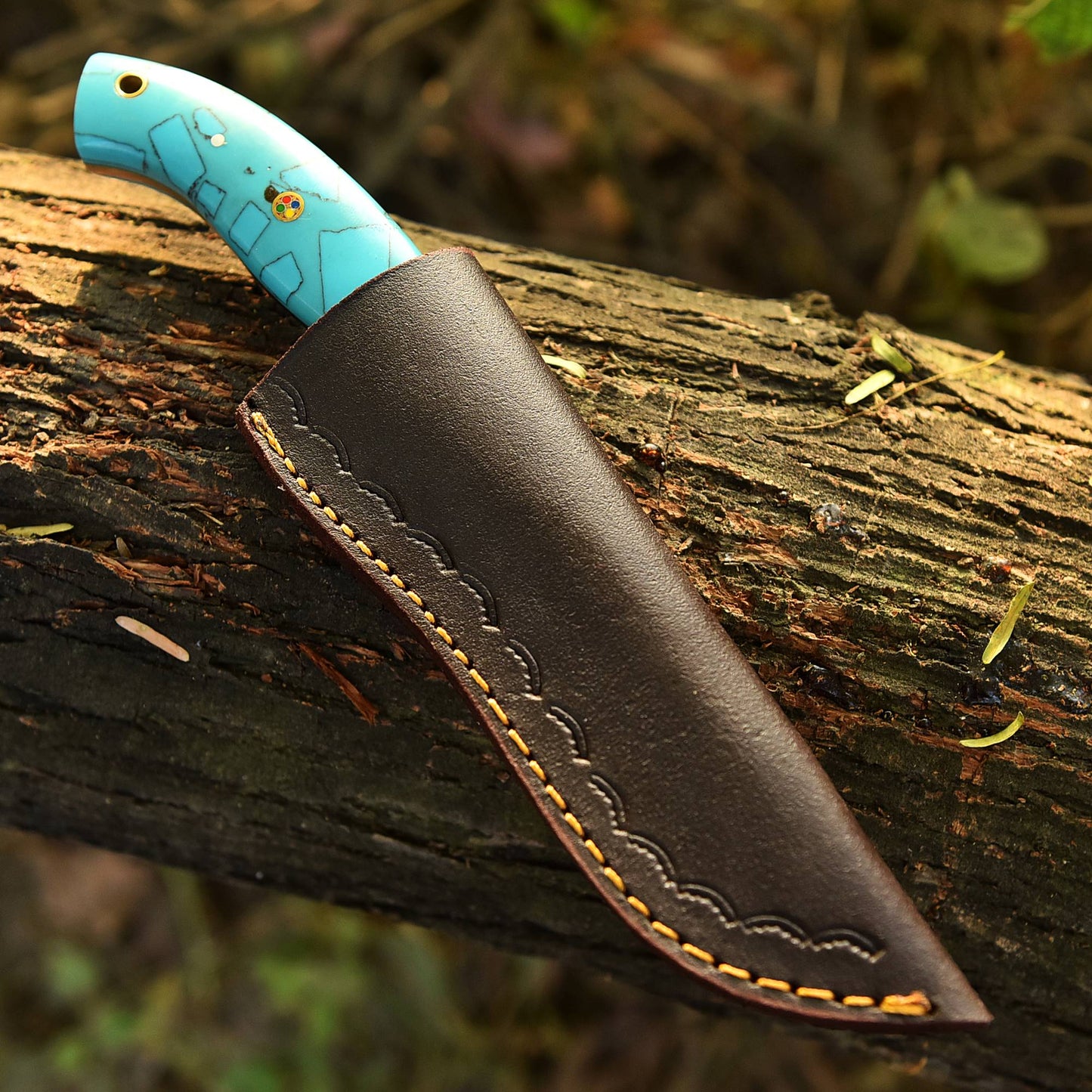Custom Handmade Damascus Steel Blade Hunting Skinner Knife With Sheath