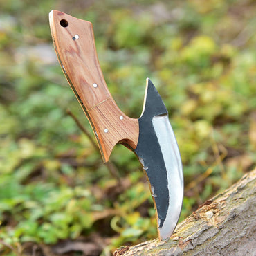 Hand Forged Carbon 1095 Steel Alaska Ulu Pizza Cutter Kitchen Knife