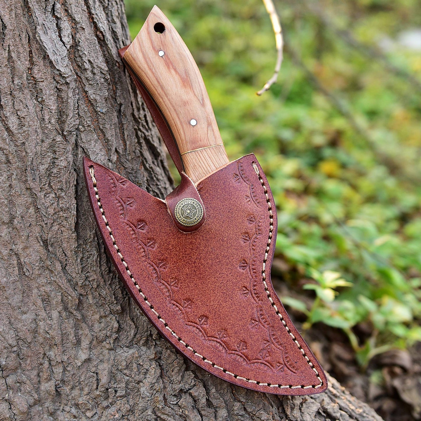 Hand Forged Carbon 1095 Steel Alaska Ulu Pizza Cutter Kitchen Knife
