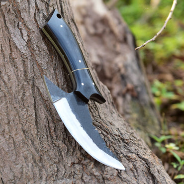 Handmade Carbon Steel Blade Alaska Ulu Kitchen Knife With Sheath