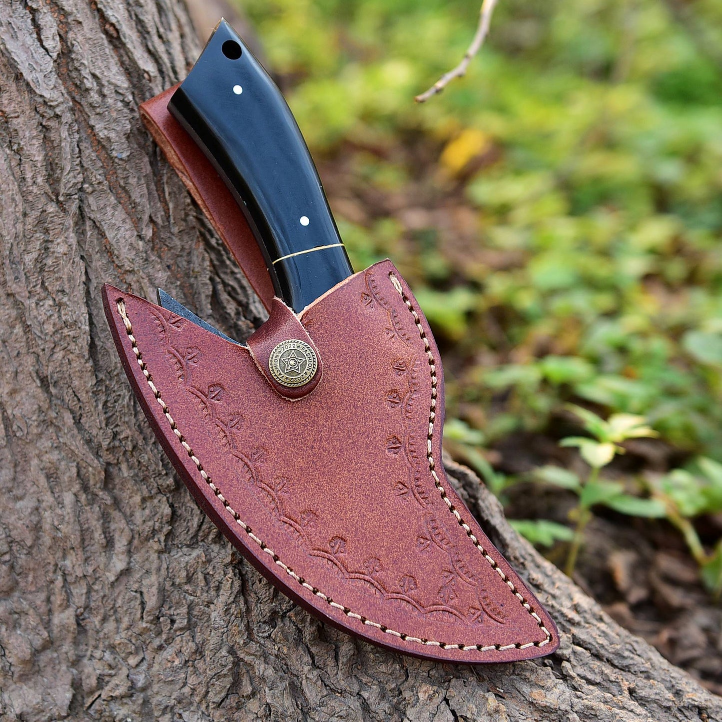 Handmade Carbon Steel Blade Alaska Ulu Kitchen Knife With Sheath