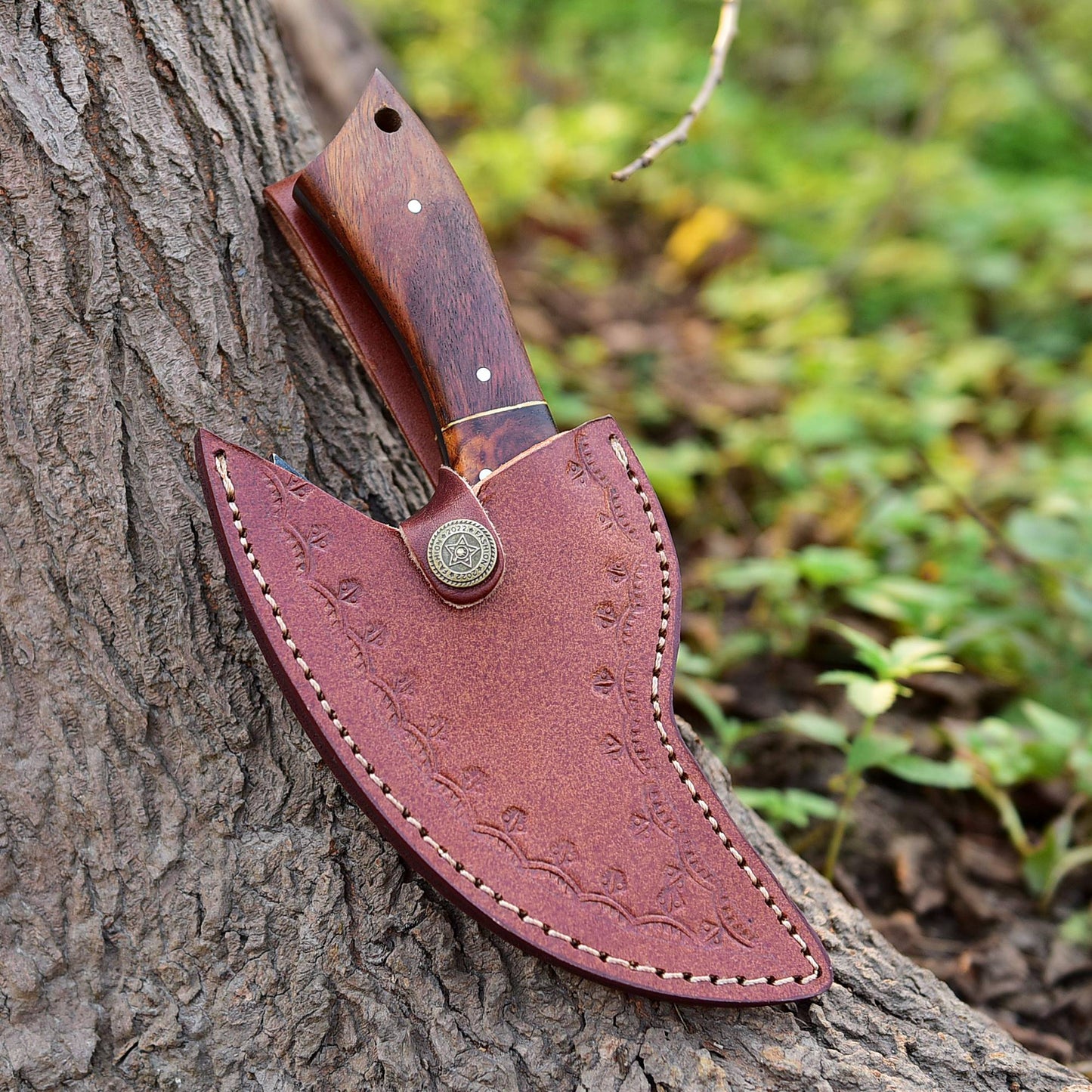 Hand Forged Carbon 1095 Steel Blade Ulu Kitchen Knife Wood Handle