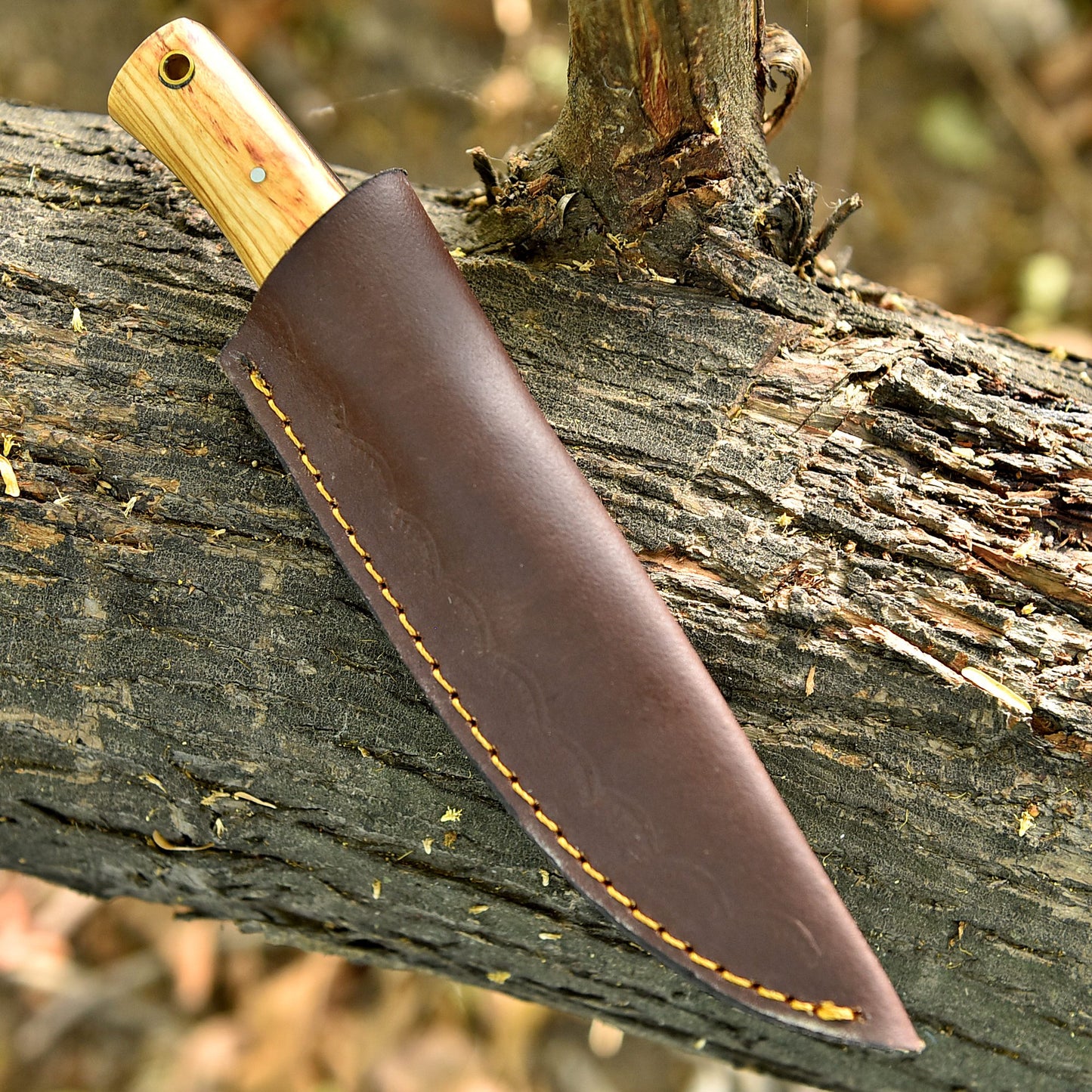 Elite Hunting Damascus Steel Blade Skinner Knife Wood Handle With Sheath