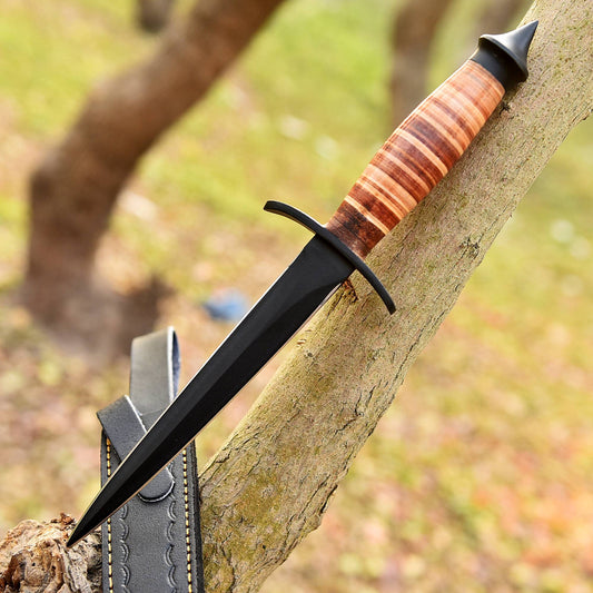 Custom Handmade 1050 Carbon Steel Powder Coat Blade Double Edge Dagger Knife