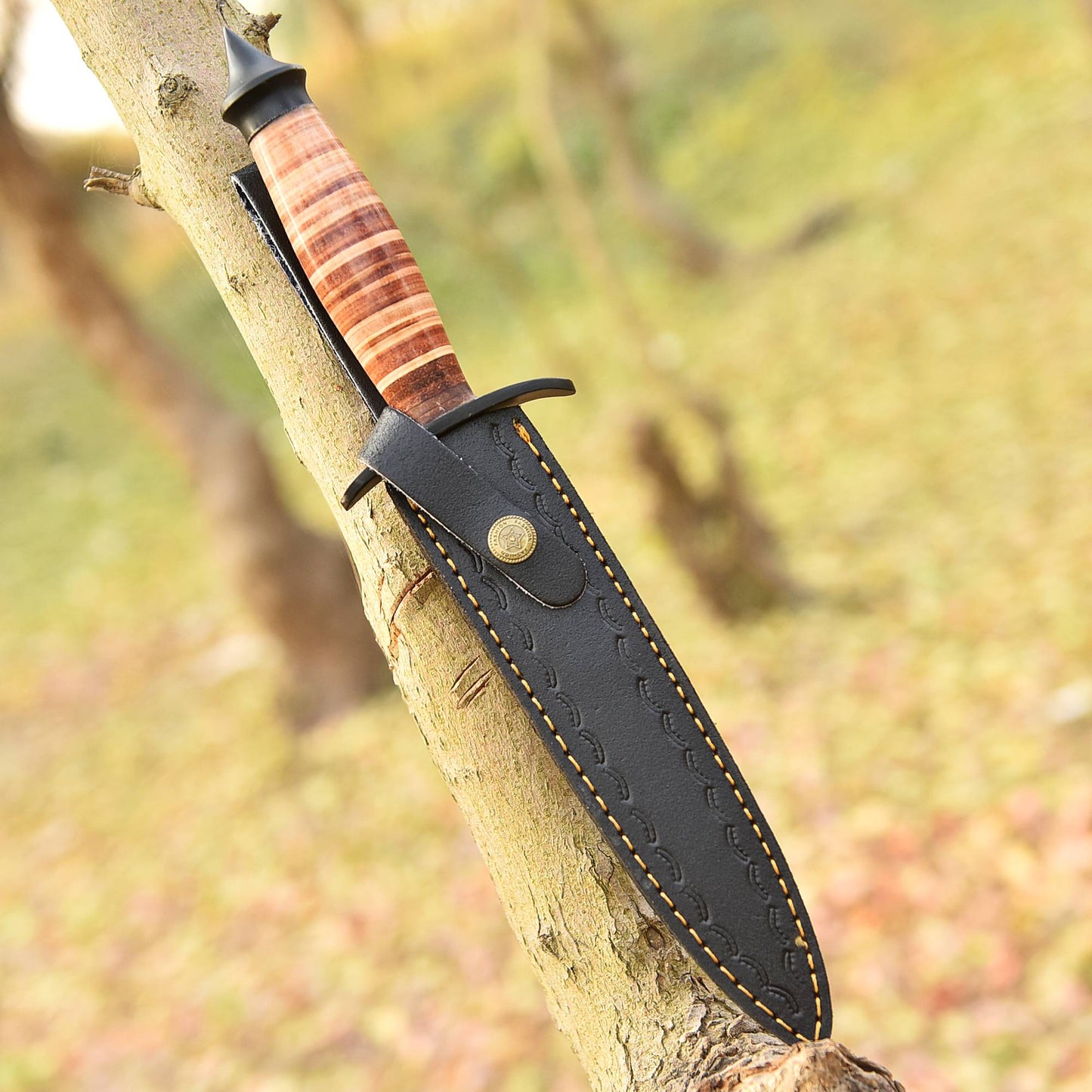 Custom Handmade 1050 Carbon Steel Powder Coat Blade Double Edge Dagger Knife