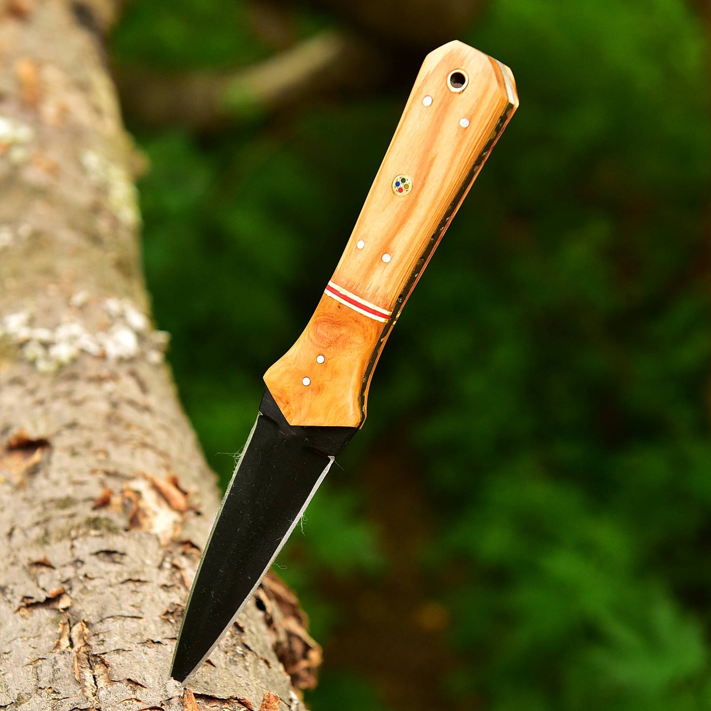 Custom Handmade Carbon Steel Double Edge Dagger Wood Handle With Sheath