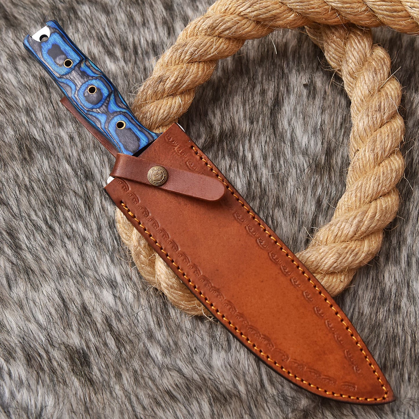 Handmade Fix Blade Hunting Knife Stainless Steel Wood Handle With Sheath