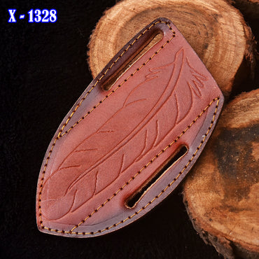 Traditional Luxury Handmade Folding Knife Engraved Leather Sheath