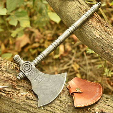 Handmade Damascus Steel Viking Collectible Norse Inspired Bearded Axe