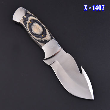 8” Custom Hand Forged Carbon Steel Full Tang Skinner Knife Gut Hook Wood Handle Regular price