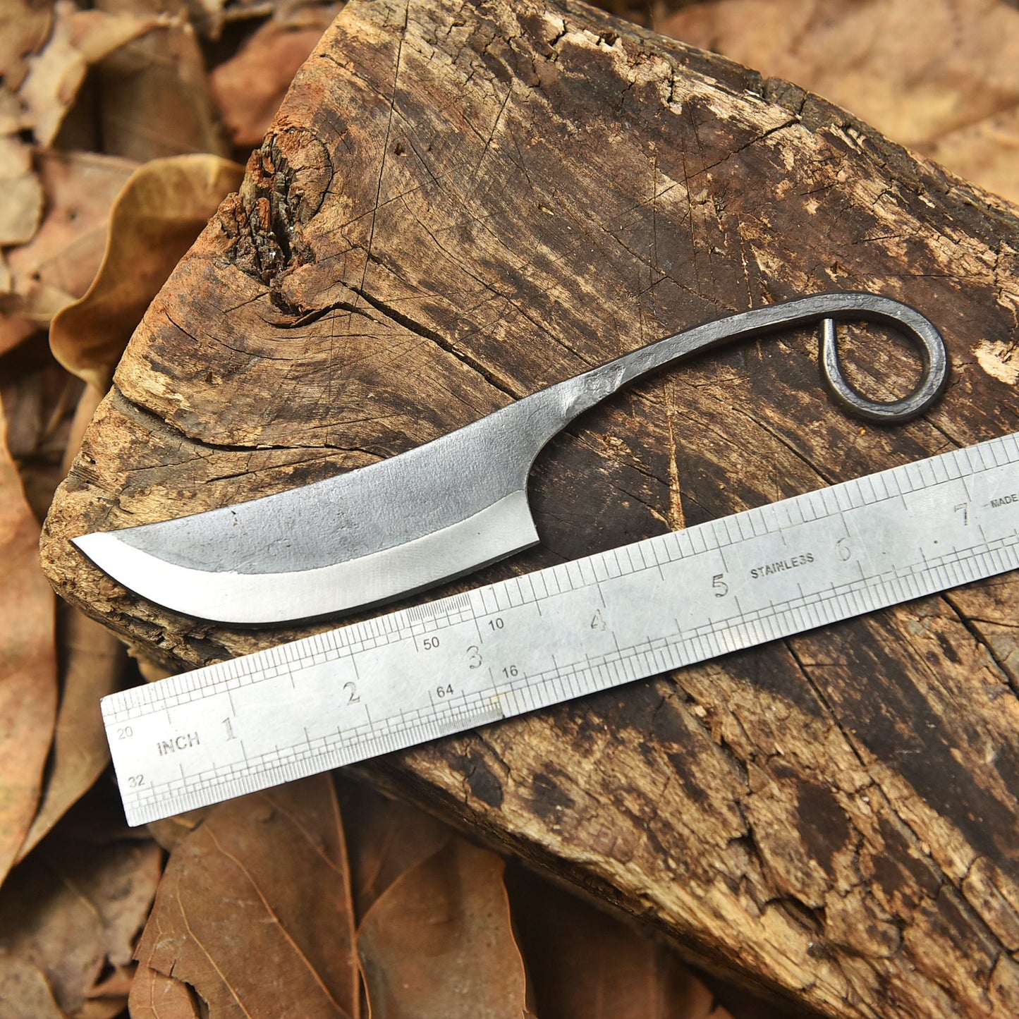 Master Crafted Blacksmith Fixed Blade Rustic Loop Handle Outdoor Design